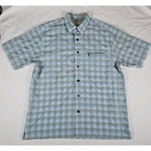 Eddie Bauer Moisture Wicking Short Sleeve Button Up Mens Shirt Large Blue